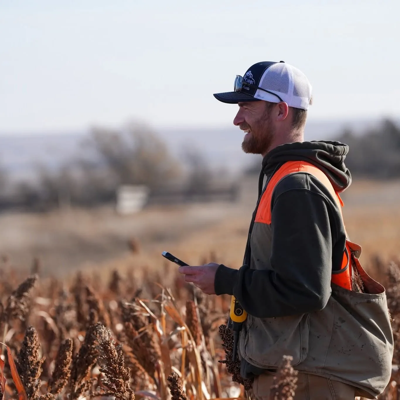 Dove hunting guide standing in a South Dakota field